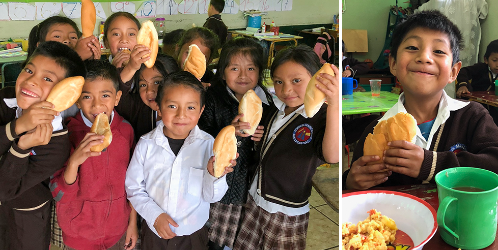 Children enjoy freshly made bread at Project Apoyo's feeding program.